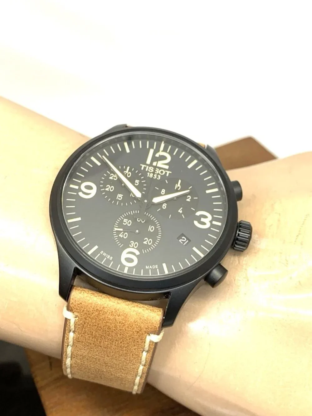 Tissot Men's Watch Swiss Quartz Chronograph 45mm Brown Leather T1166173605700